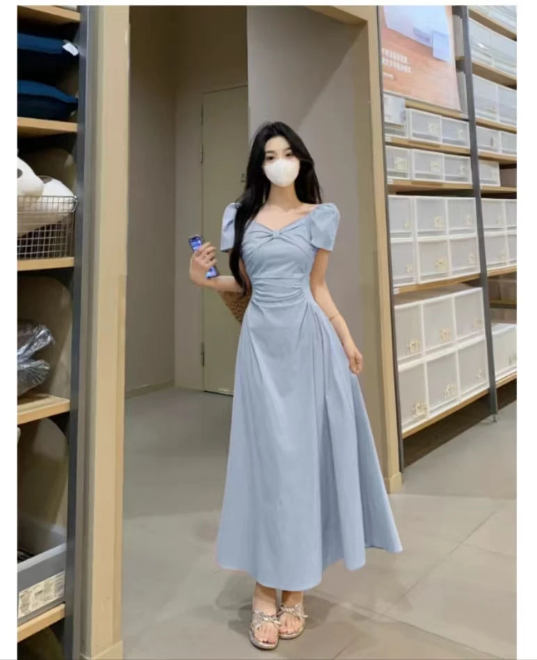 大码短袖连衣裙女装夏季蝴蝶结赫本风小黑裙胖MM收腰显瘦裙子1920