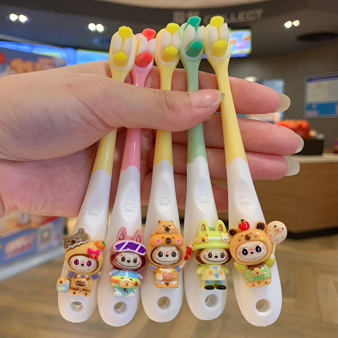 【5支装】卡通拉布布儿童软毛牙刷2-10岁万毛柔软刷毛超细护龈牙刷