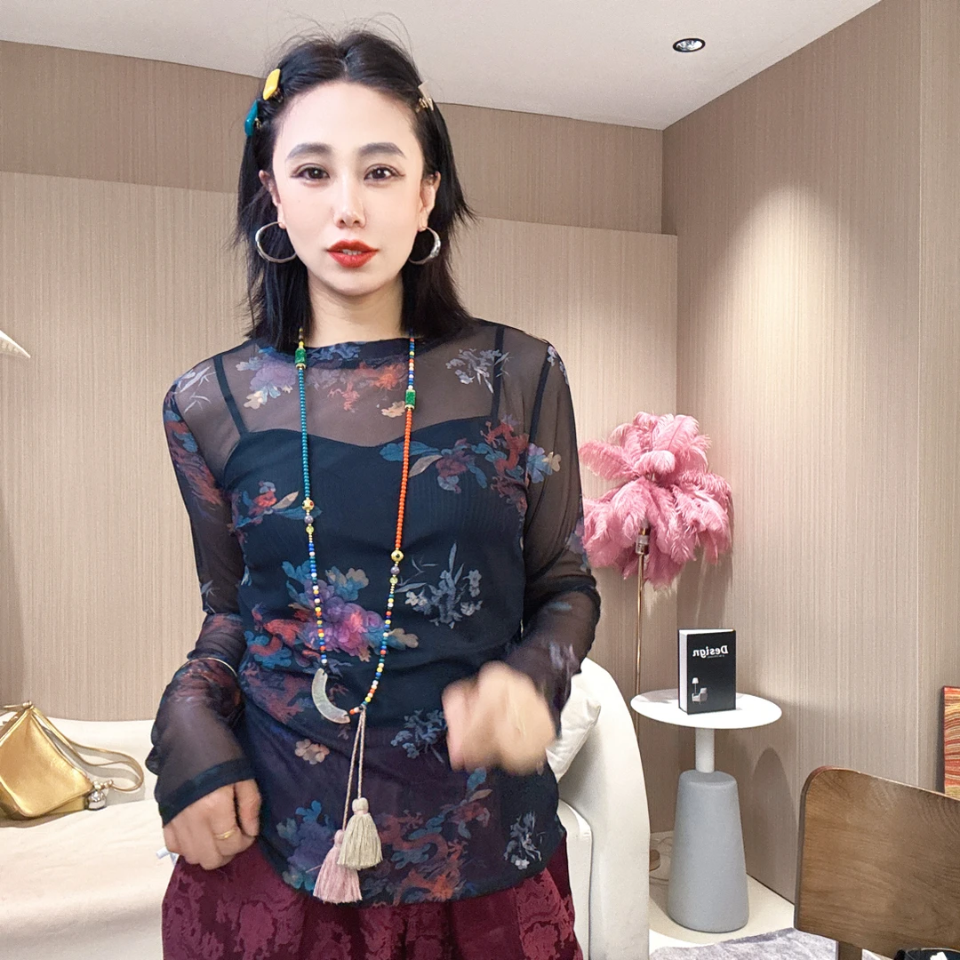 5655#日常新中式重工刺绣百搭款衬衫网红