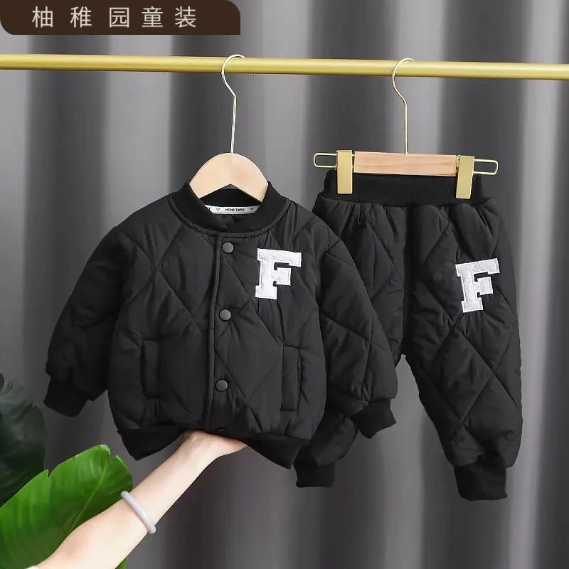儿童冬装2件套装1-2-3-4岁半男童夹棉冬天保暖衣服女宝宝棉衣棉裤