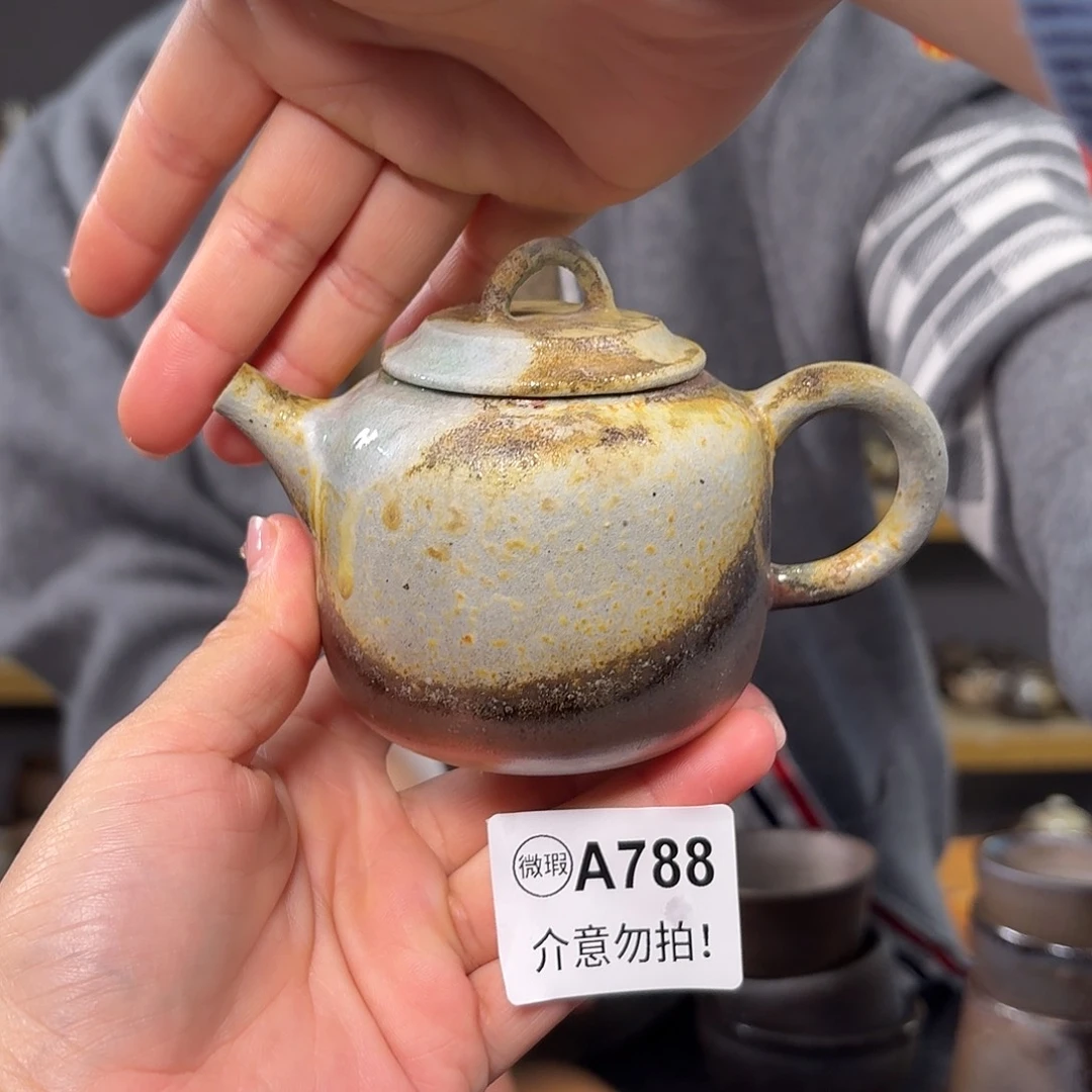 杯坭兴陶纯柴烧原矿泥料纯手工壶