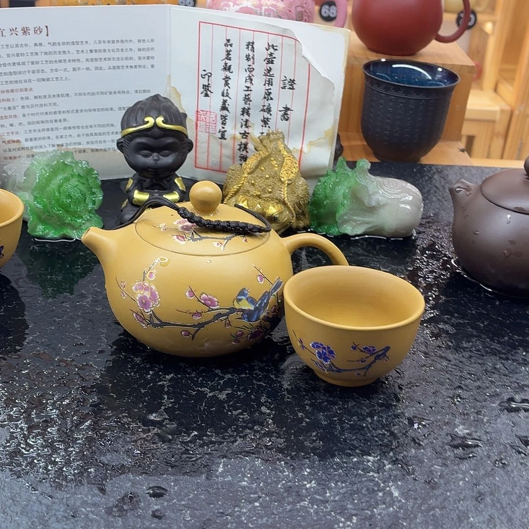 紫砂茶壶喜上眉梢单壶加一个客杯