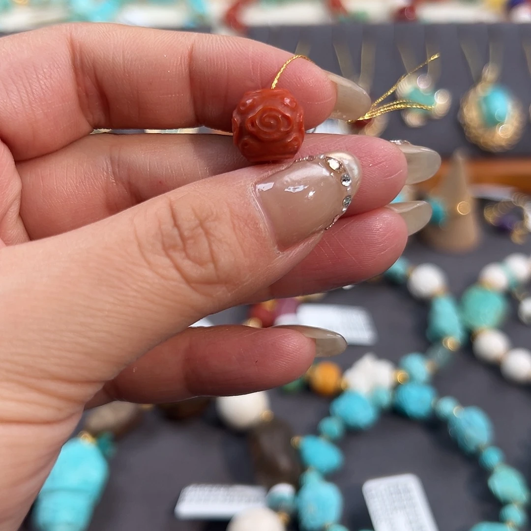 南红玛瑙未镶嵌把件南红祥云四方珠