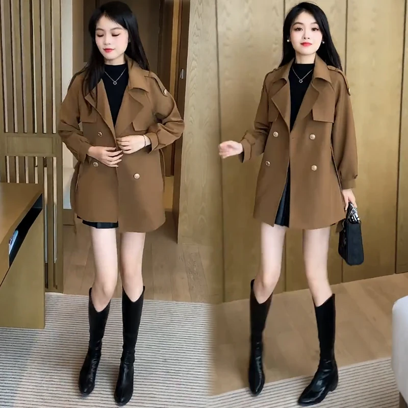 La babite风衣外套2025秋季新款显瘦中长款小个子百搭气质大衣