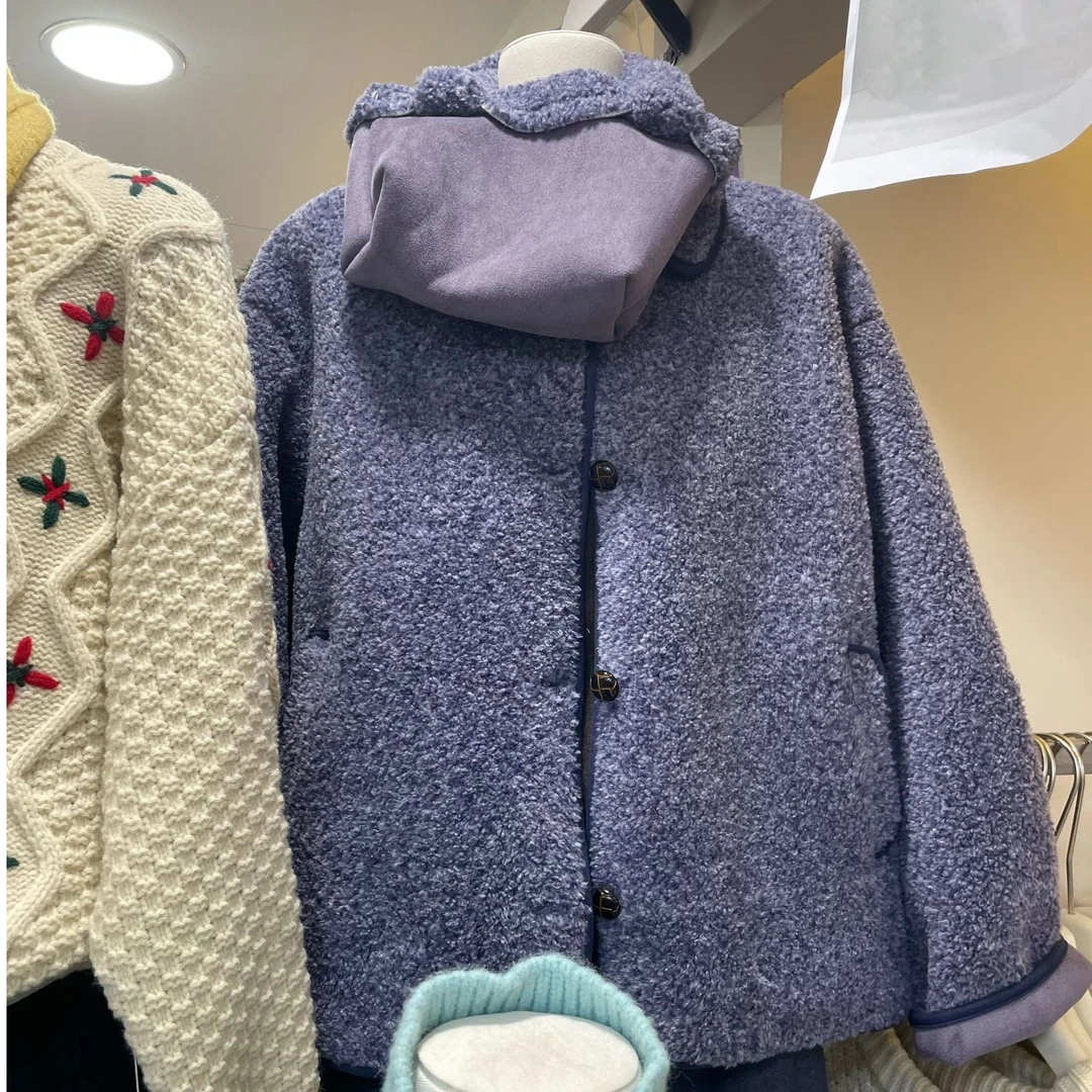 「金禧·家」紫色皮毛一体冬季韩系外套