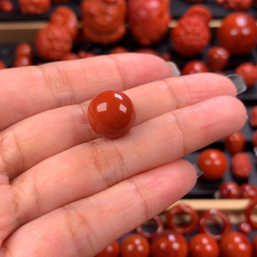 未镶嵌圆珠单珠12.7mm南红玛瑙