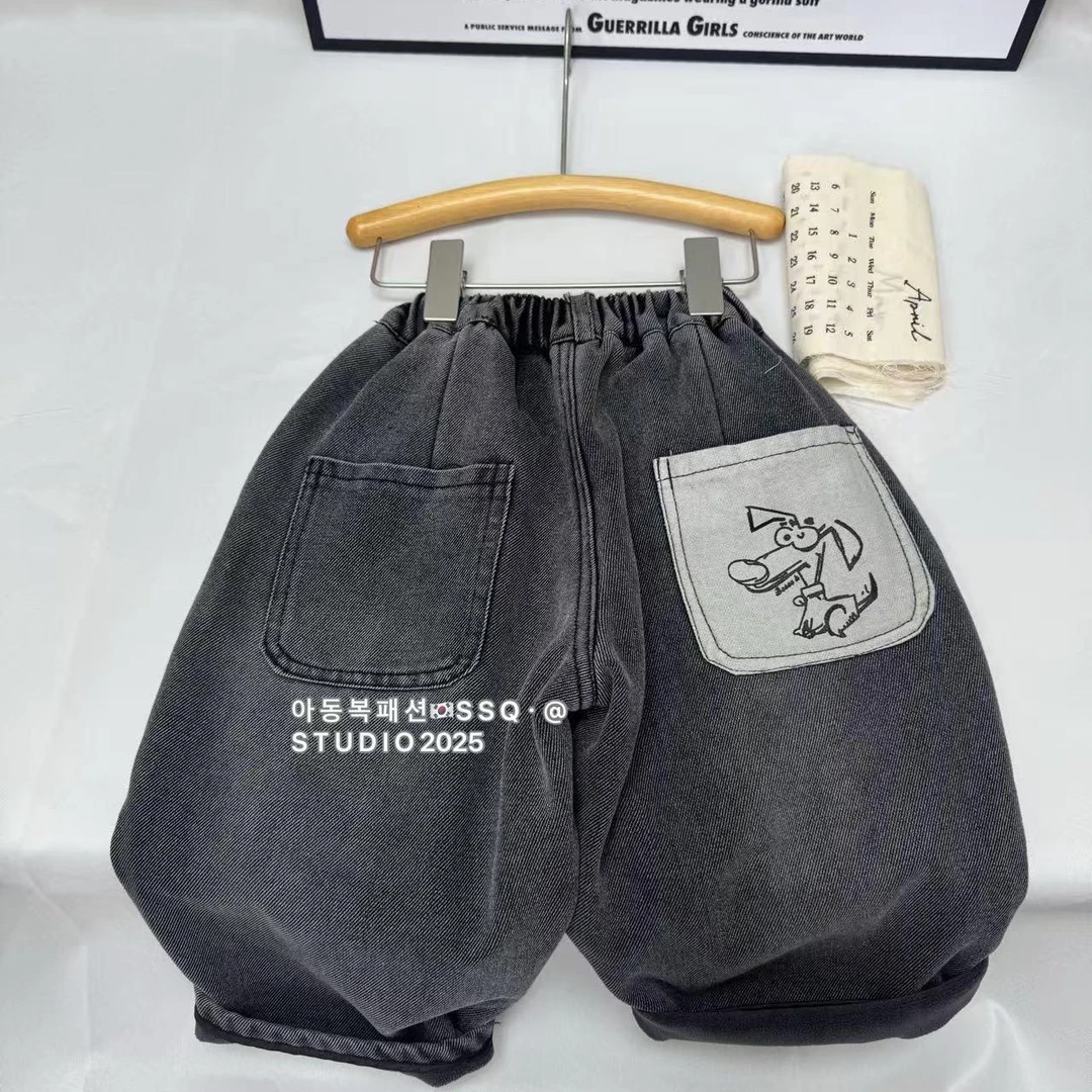 男童加绒加厚牛仔裤百搭冬季新品儿童韩版休闲裤宝宝一体绒长裤潮
