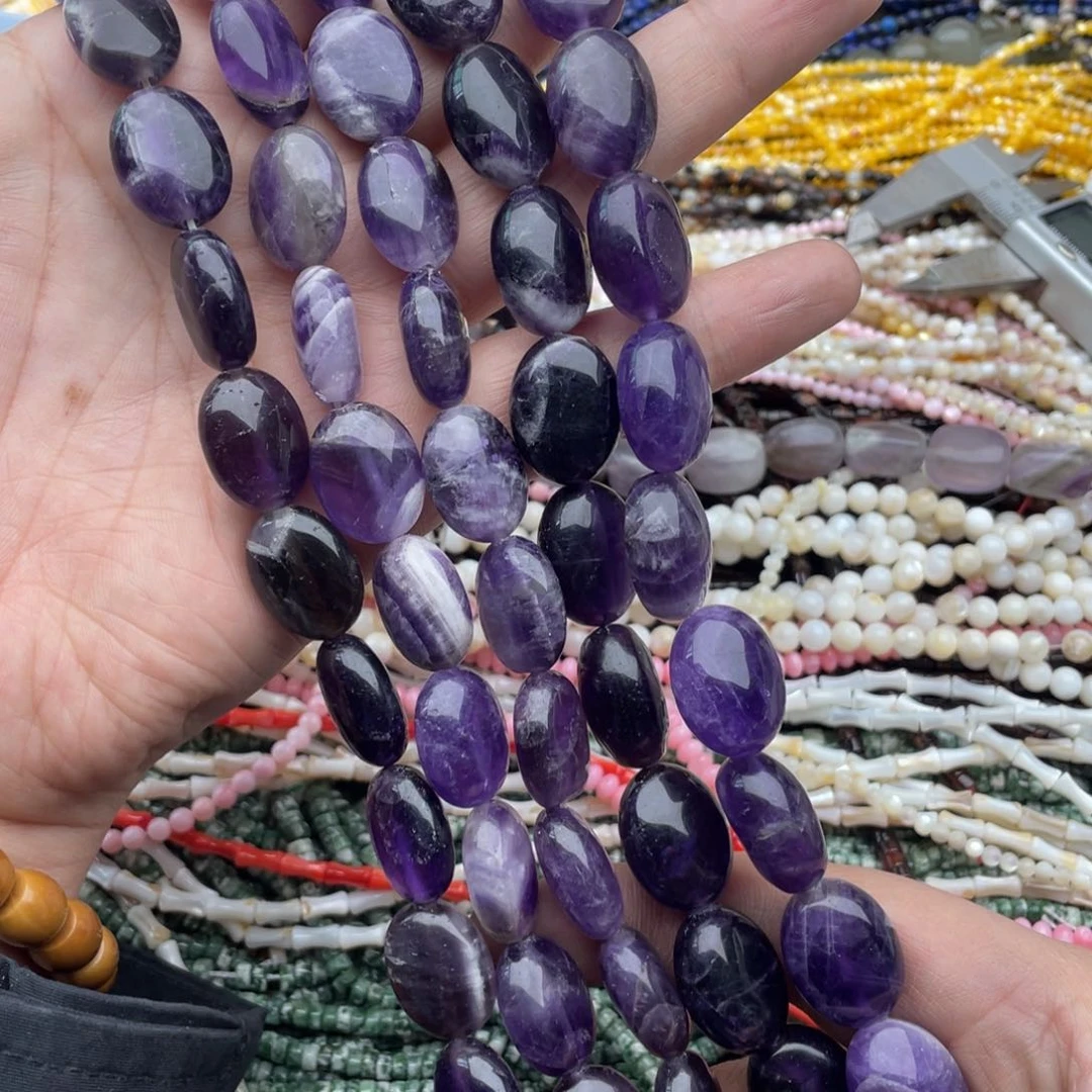 玛瑙/玉髓珠宝半成品未镶嵌一条装14*18左右紫水鹅蛋椭圆片