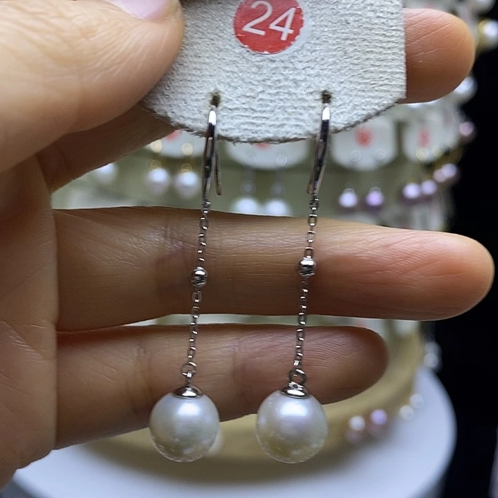 淡水珍珠耳饰银S925镶嵌