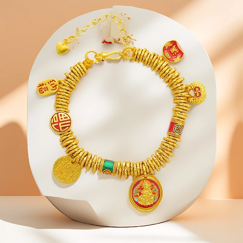 铜合金珐琅手链铜合金手链新中式吉言手镯盘缠手链轻奢手链tttt