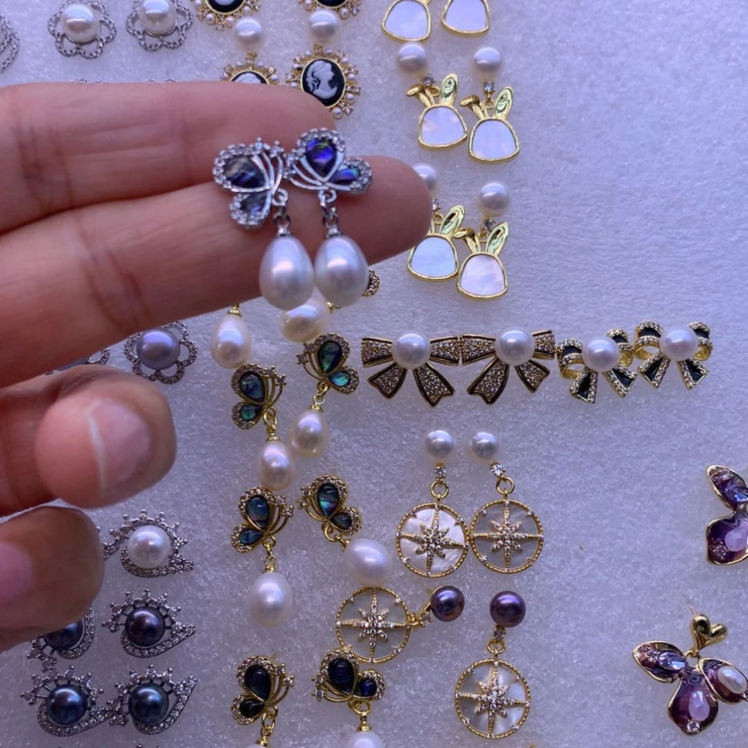 淡水珍珠耳饰合金