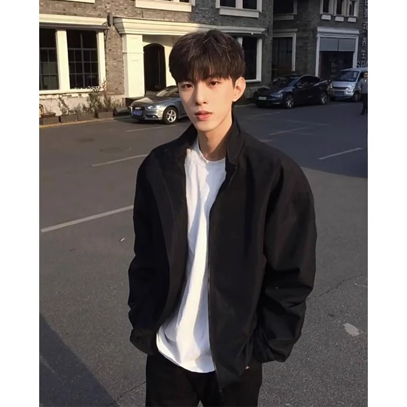 黑色立领行政夹克男2025春季新款cleanfit痞帅高街美式冲锋衣外套