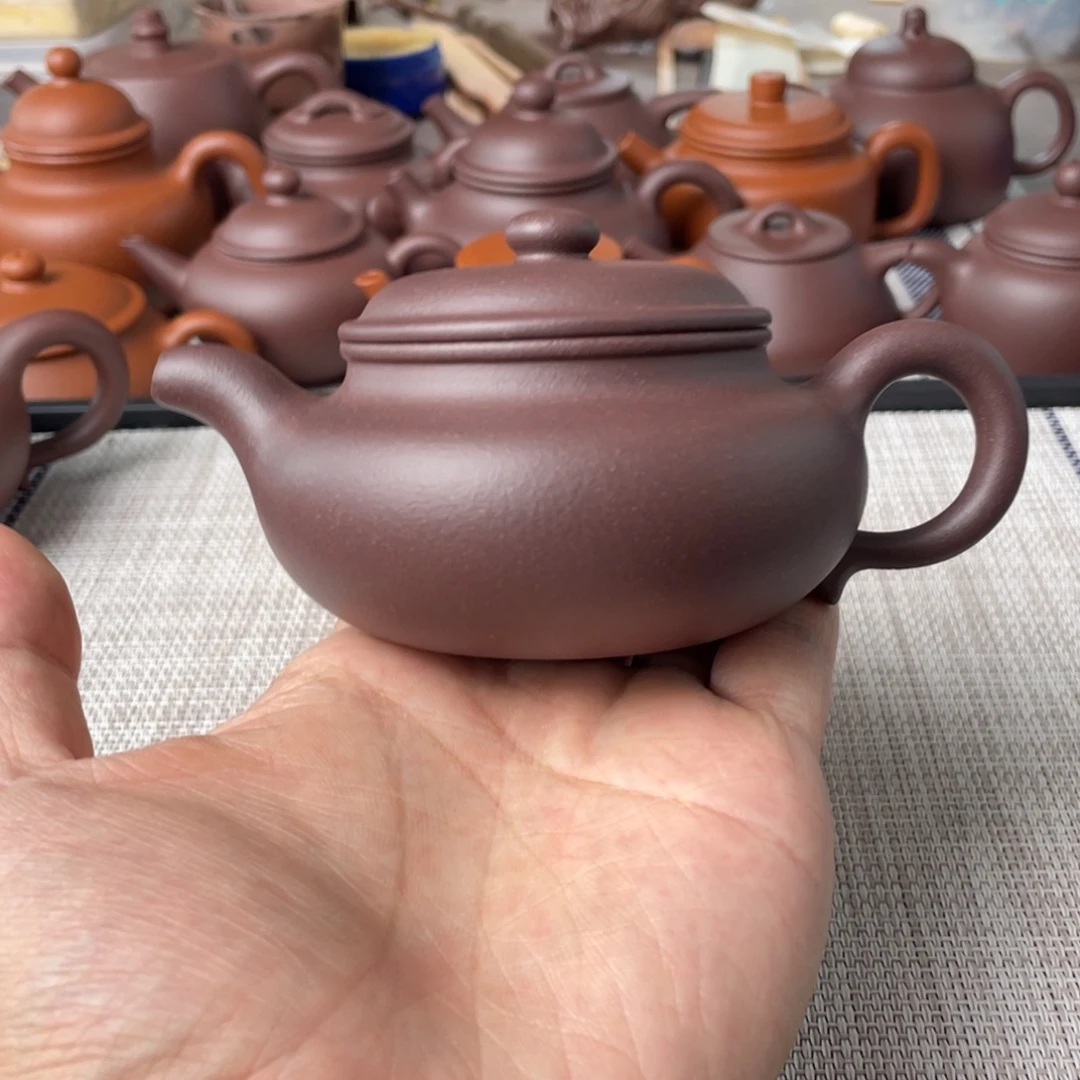 茶壶紫砂半手工老紫泥仿古壶150cc