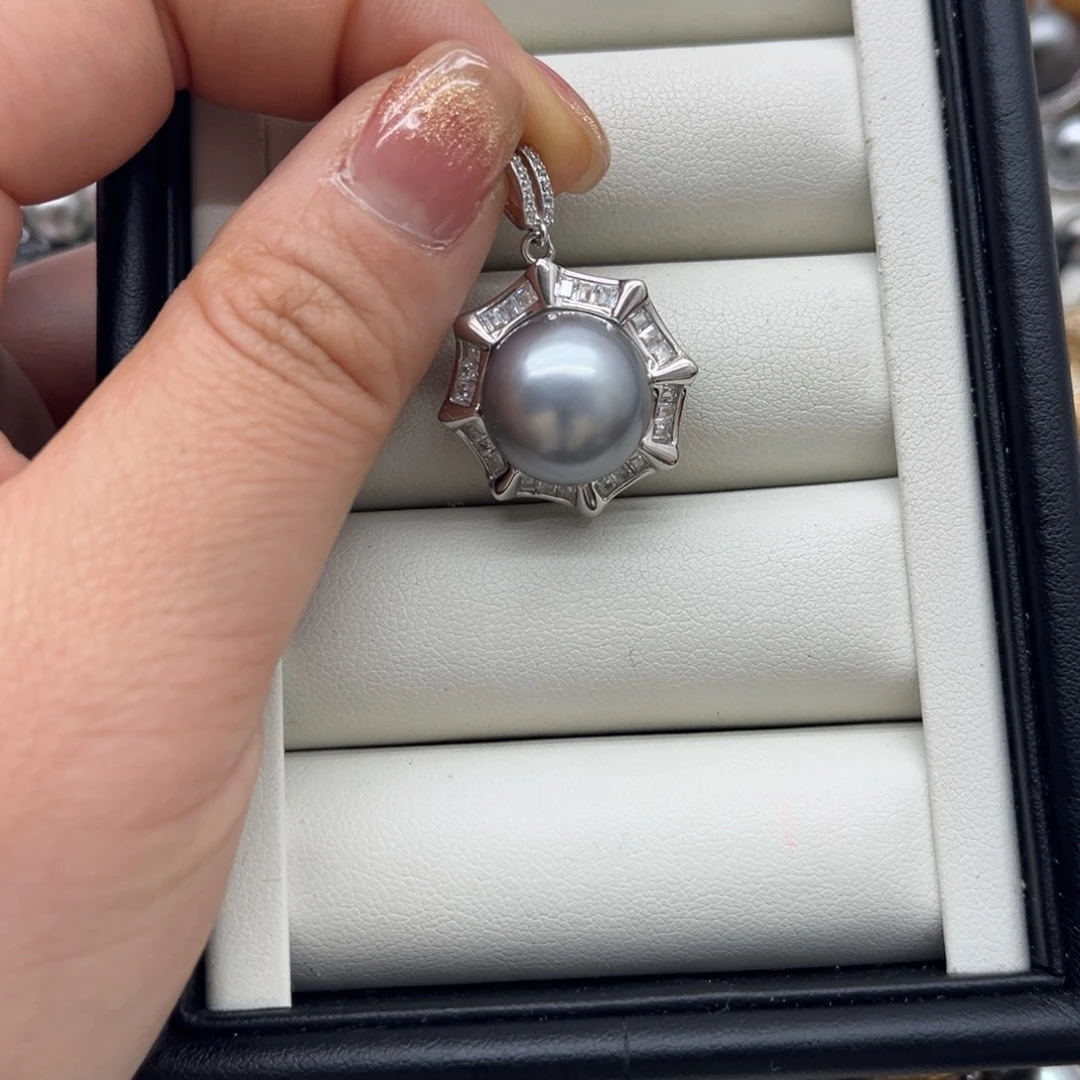 海水珍珠银S925镶嵌吊坠(不含链)