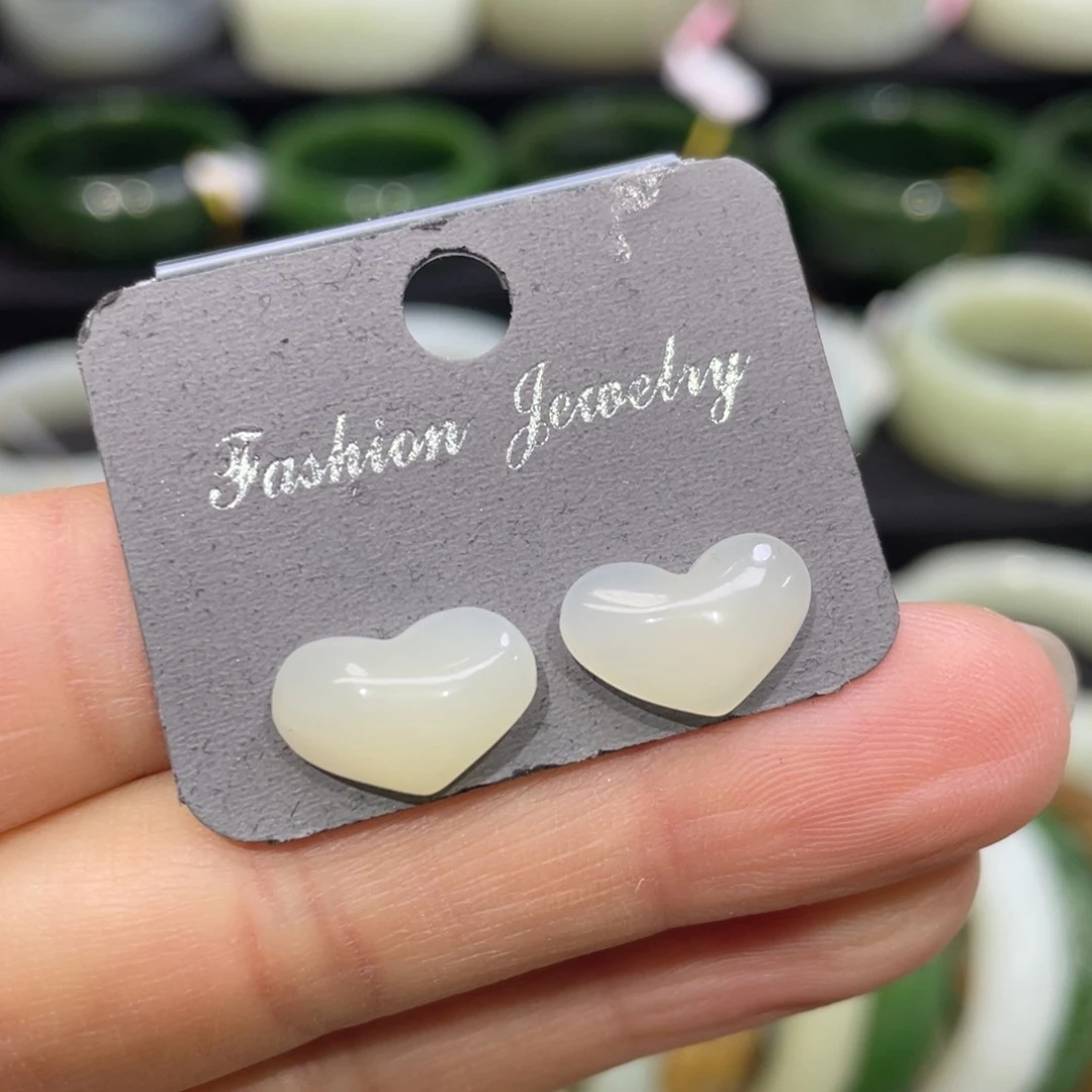 银S925镶嵌和田玉耳饰