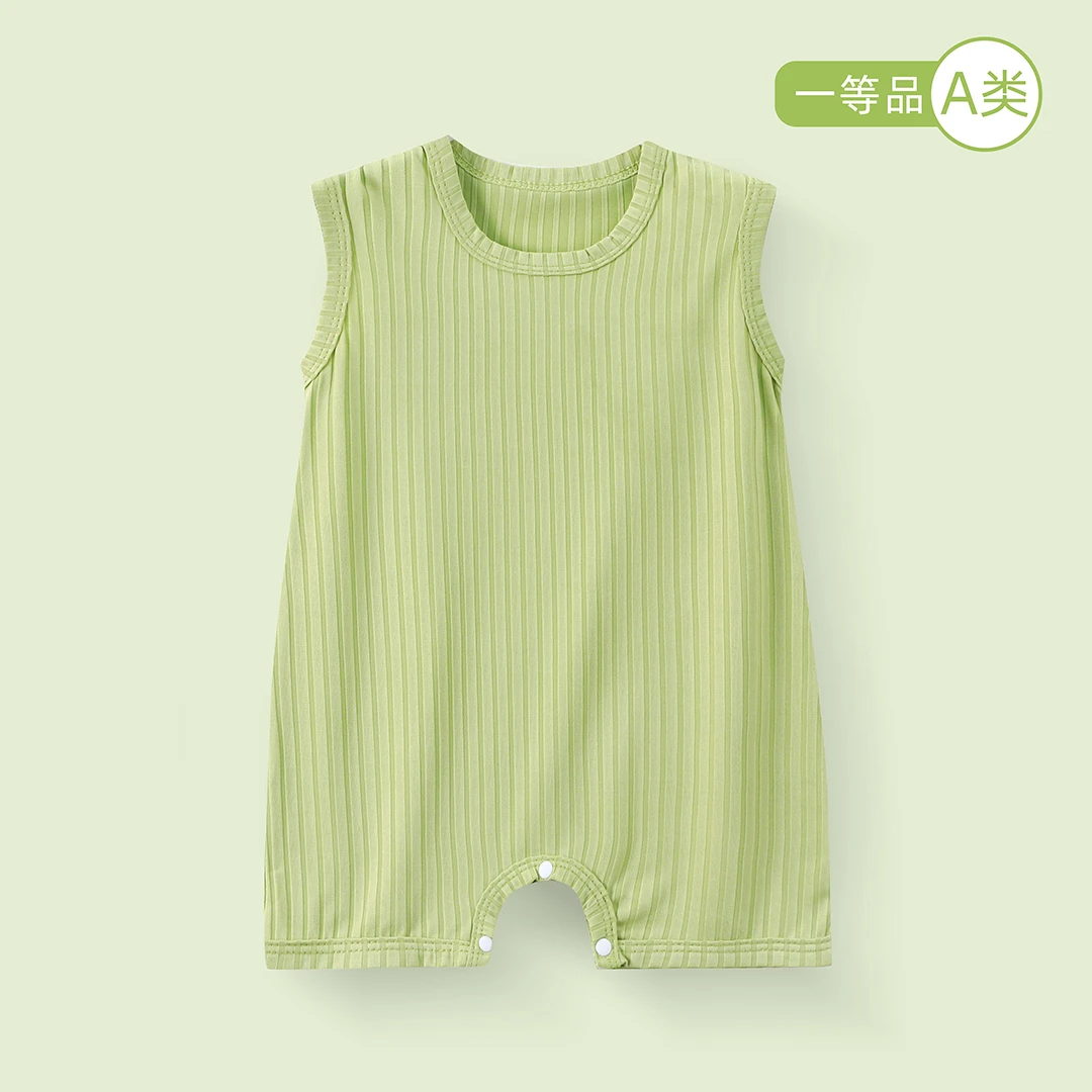 婴儿衣服夏季薄款无袖背心连体衣宝宝夏装男宝a类冰丝短袖夏天女6