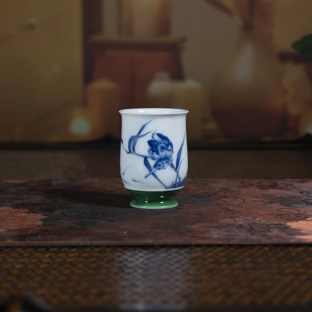 【瓷唐里】青花仿王步 单翠玉兰闻香杯 瓷器家用茶具