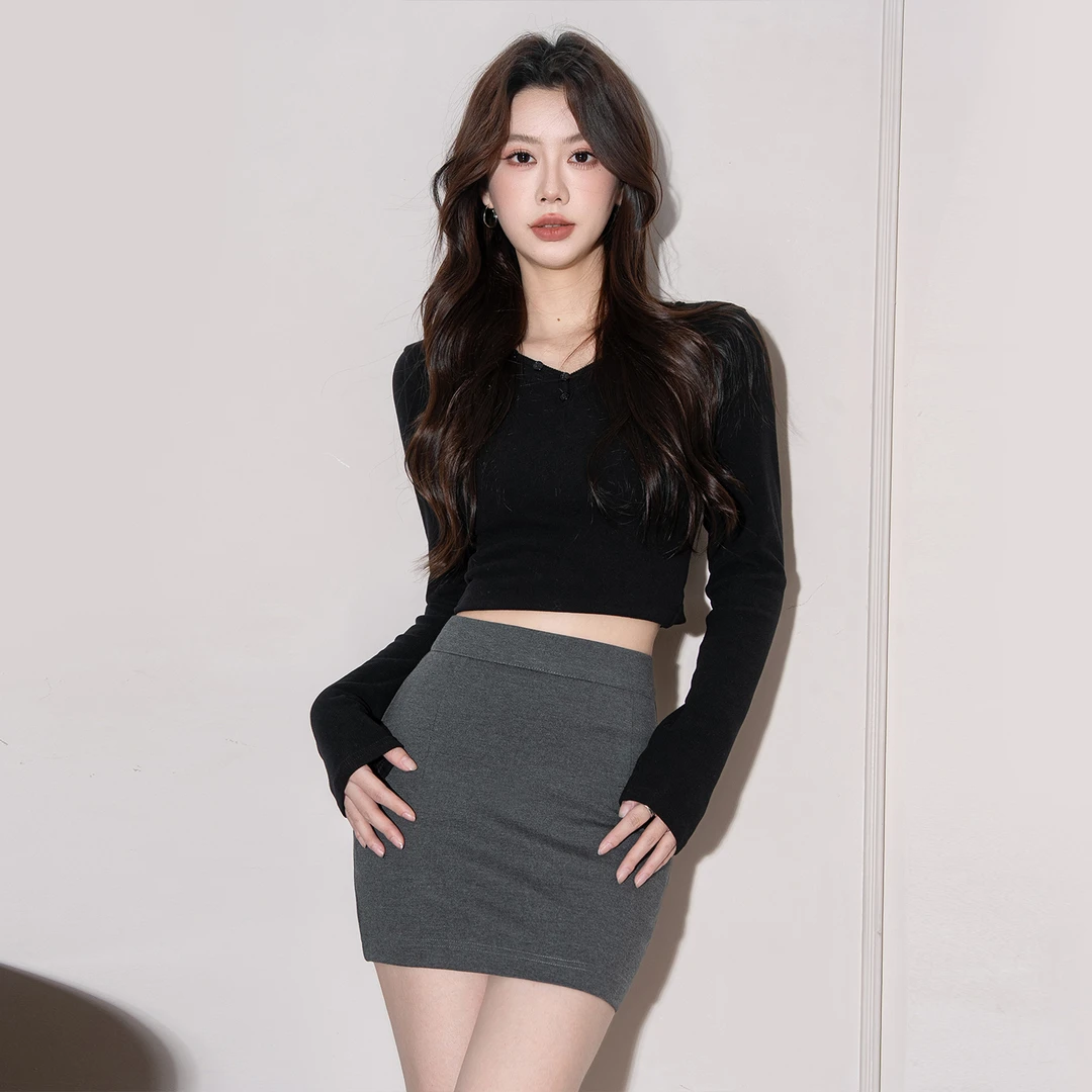 美式复古辣妹纯欲风包臀半身裙秋冬修身高腰短裙