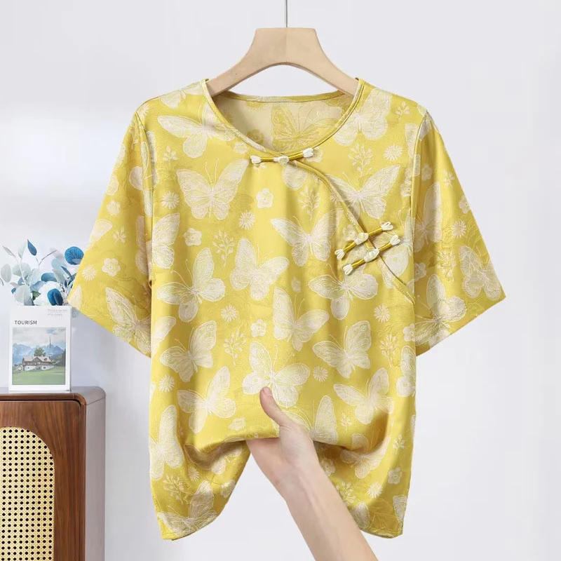 新中式复古提花夏季时尚显瘦百塔短袖