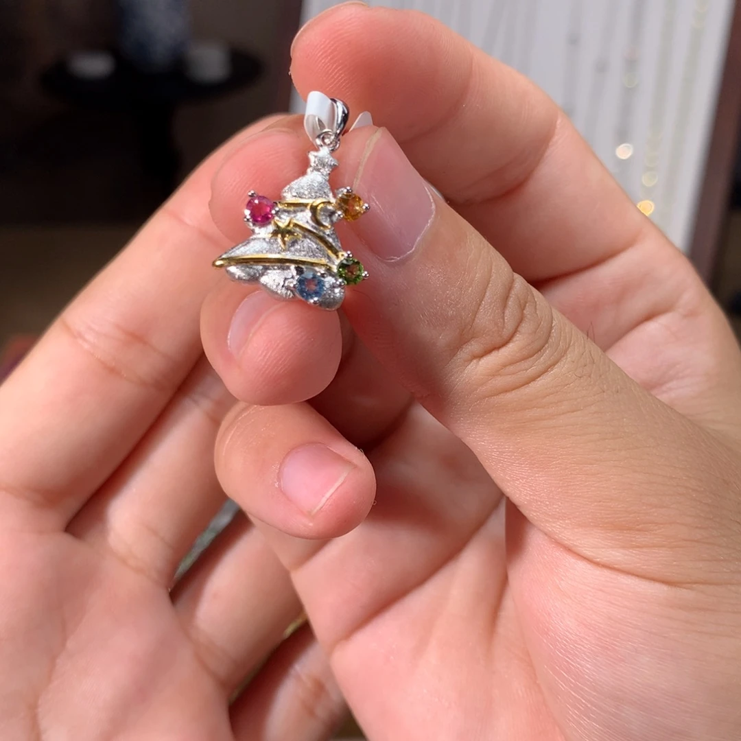 银S925镶嵌颈饰碧玺