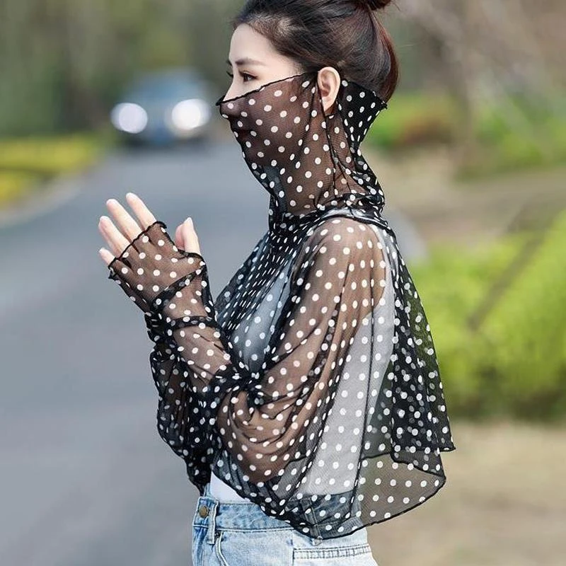 外穿斗篷披肩女夏薄款防晒透气面纱遮阳百搭时尚披风外出休闲款潮