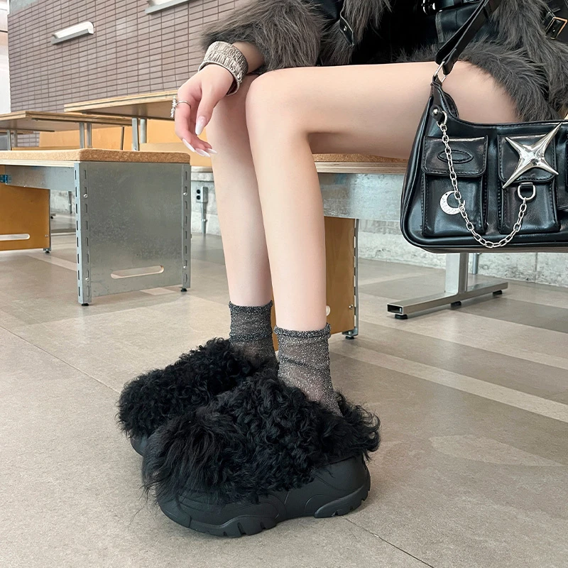 【DR时尚正品】毛毛鞋女冬拖鞋外穿一脚蹬包头拖明星同款百搭鞋子