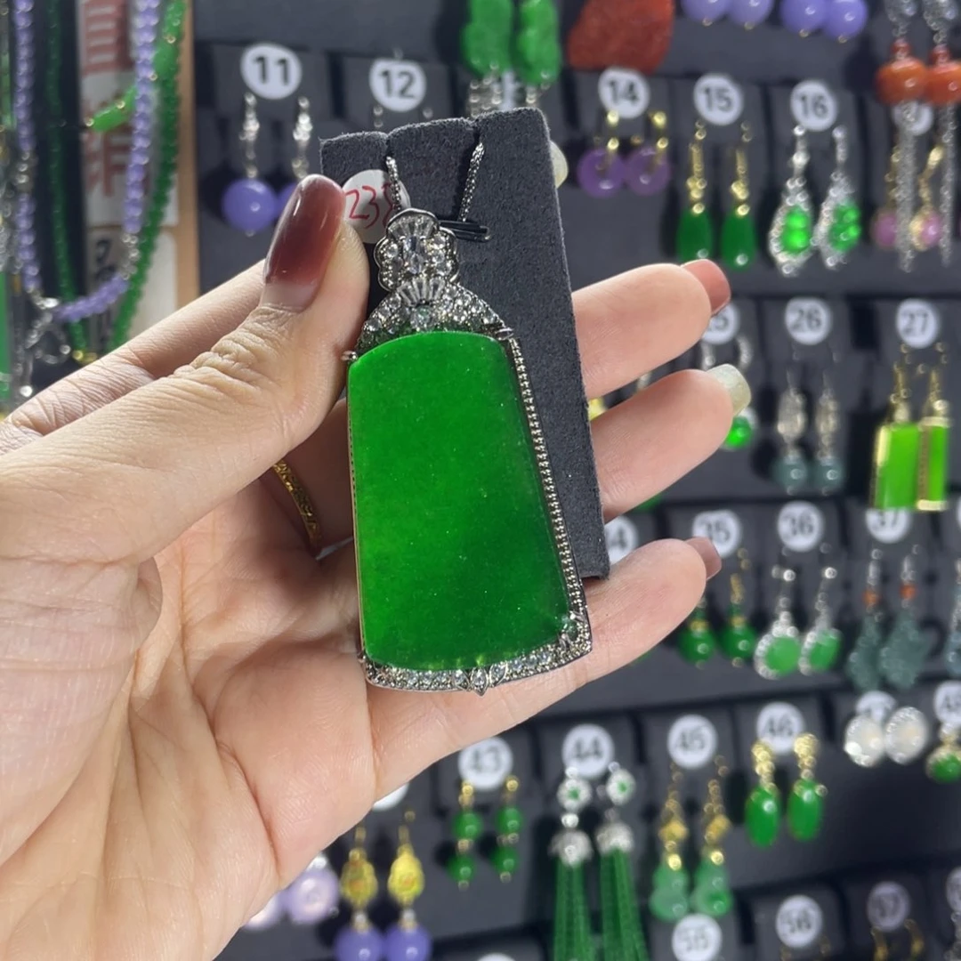 银S925镶嵌翡翠耳饰238