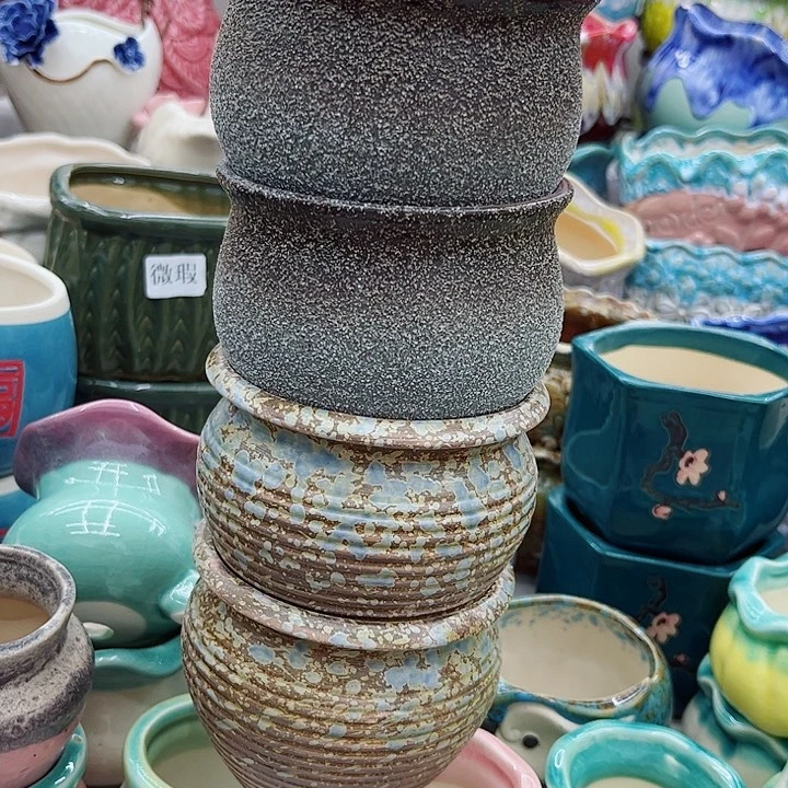 多肉绿植陶瓷花盆9.9包邮，有孔