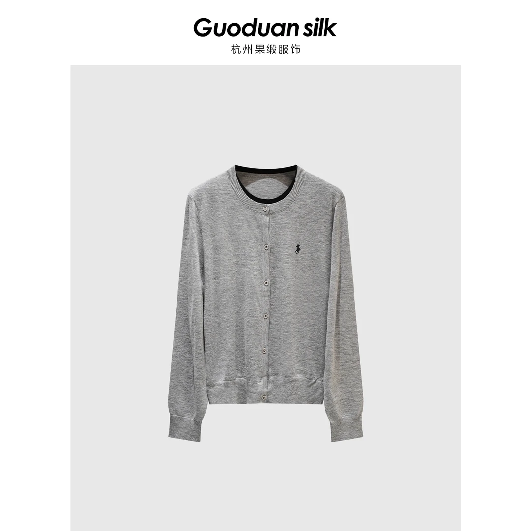 果缎新款圆领秋季袖毛针织开衫长袖简约 MJJ12-005