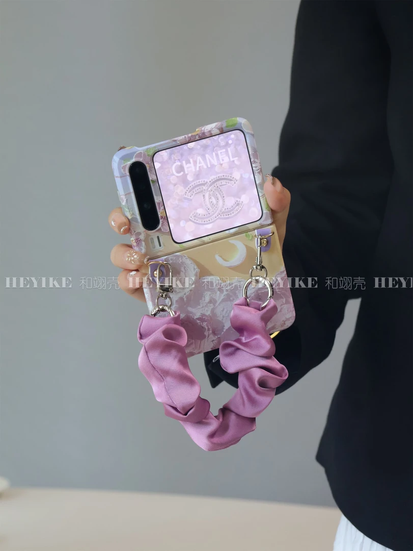 新款紫色油画适用小米mixflip2手机壳折叠华为purax防摔丝巾斜挎