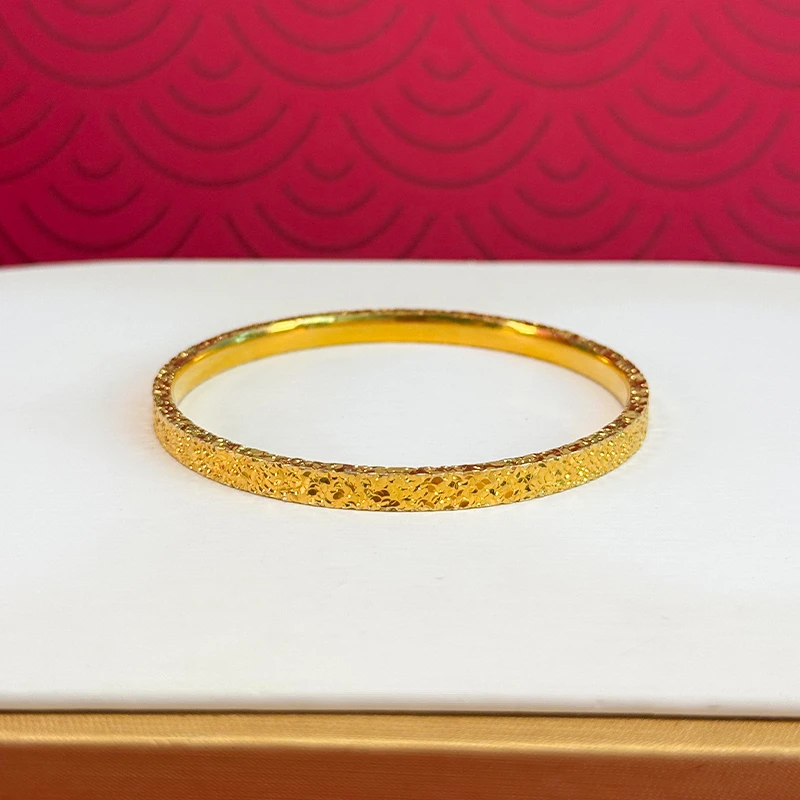 足银手镯 时尚饰品精美百搭三面碎冰冰手镯 (卡5mm)