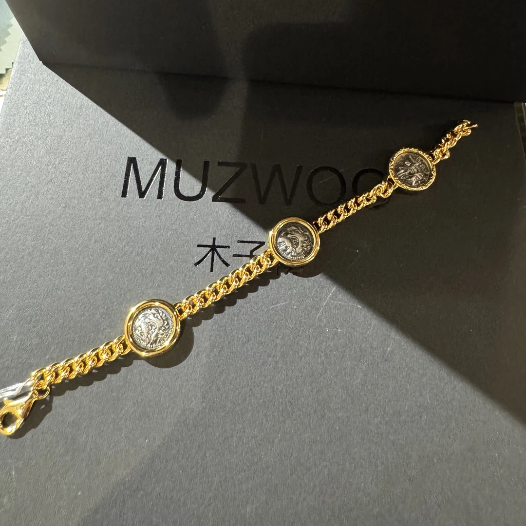 925银手链 木子物·意大利工艺s925银复古银币手链