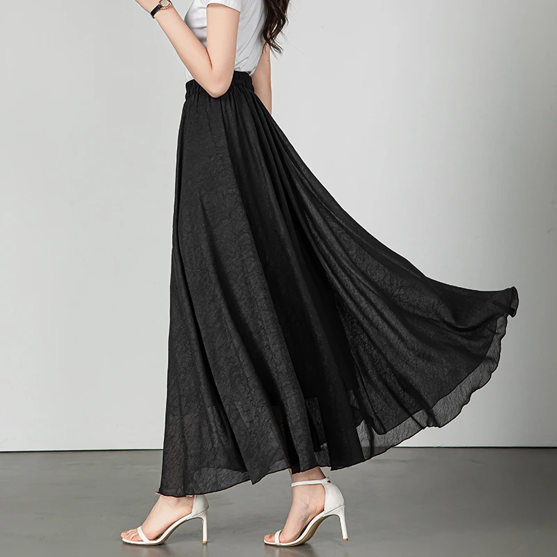2025夏季新款休闲中长款薄款黑色半身裙胖mm遮肉子显瘦大码A字裙