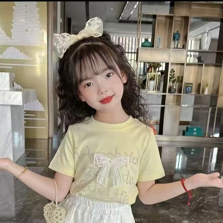 女童甜美短袖T恤夏新款韩版儿童时尚百搭辣妹短款中大童上衣