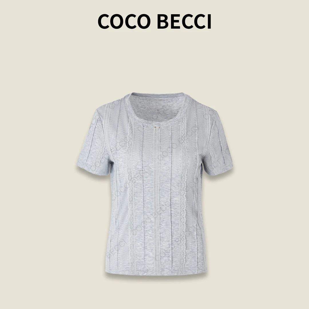 COCO BECCI【冰冰T】天丝洋气显瘦短袖T恤女CFXYSU24A0003