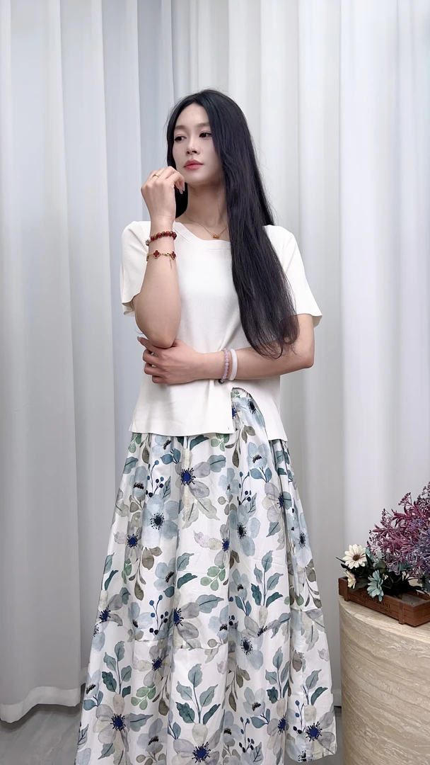 邻家集品/休闲套装/82528219/短袖/碎花/显瘦/气质/高腰/百搭夏季