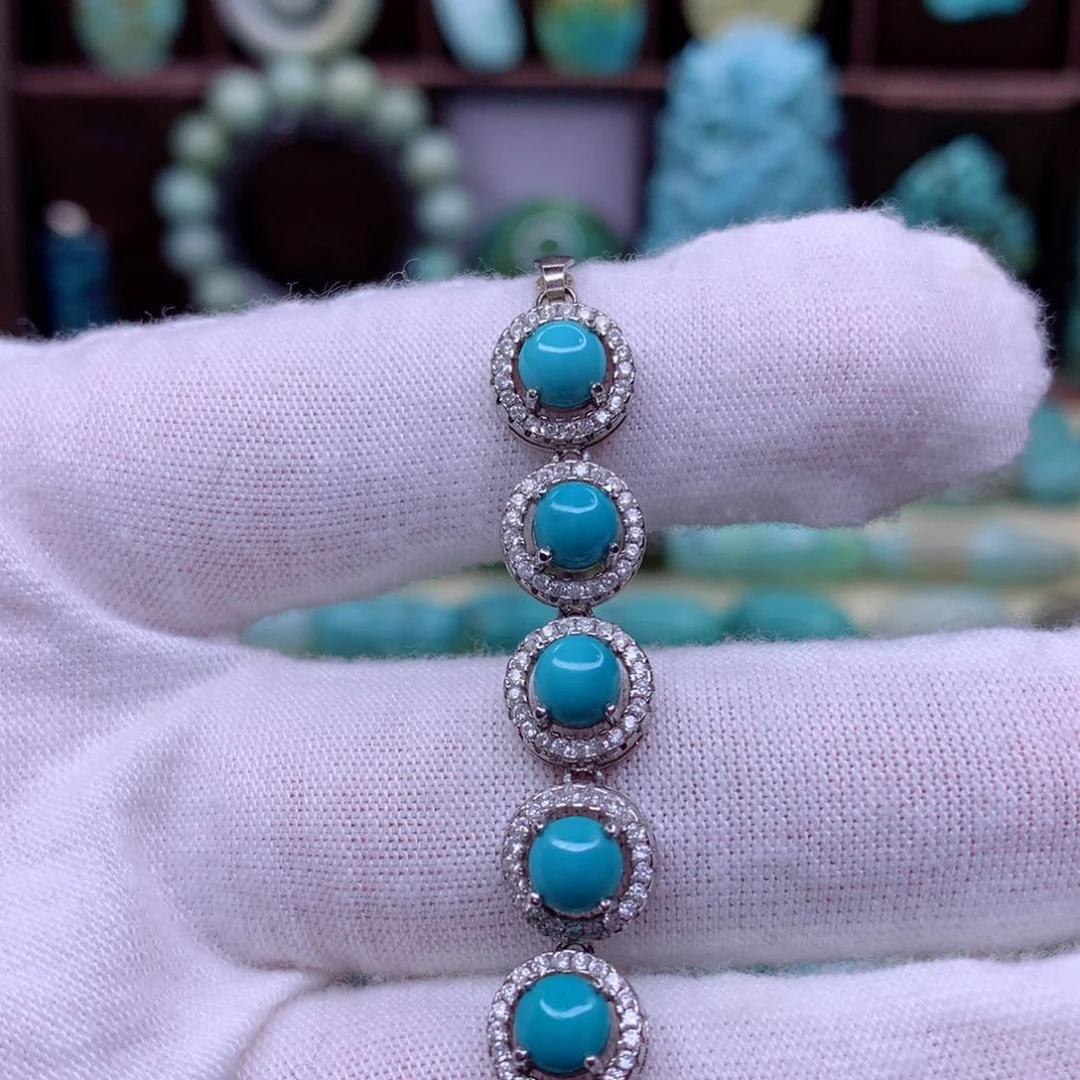 绿松石颈饰银S925镶嵌