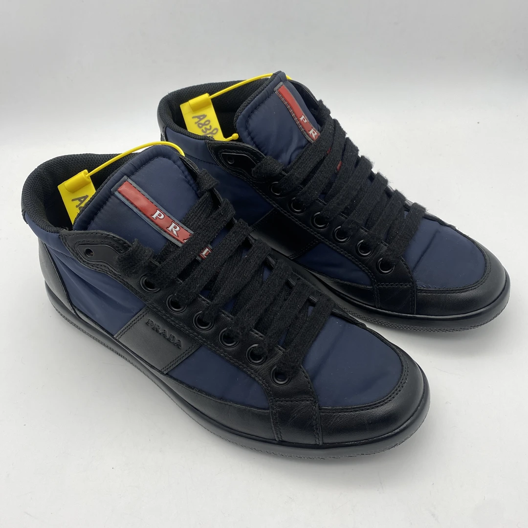 95新 Prada/普拉达 39.5欧码/蓝色休闲时尚舒适中帮板鞋