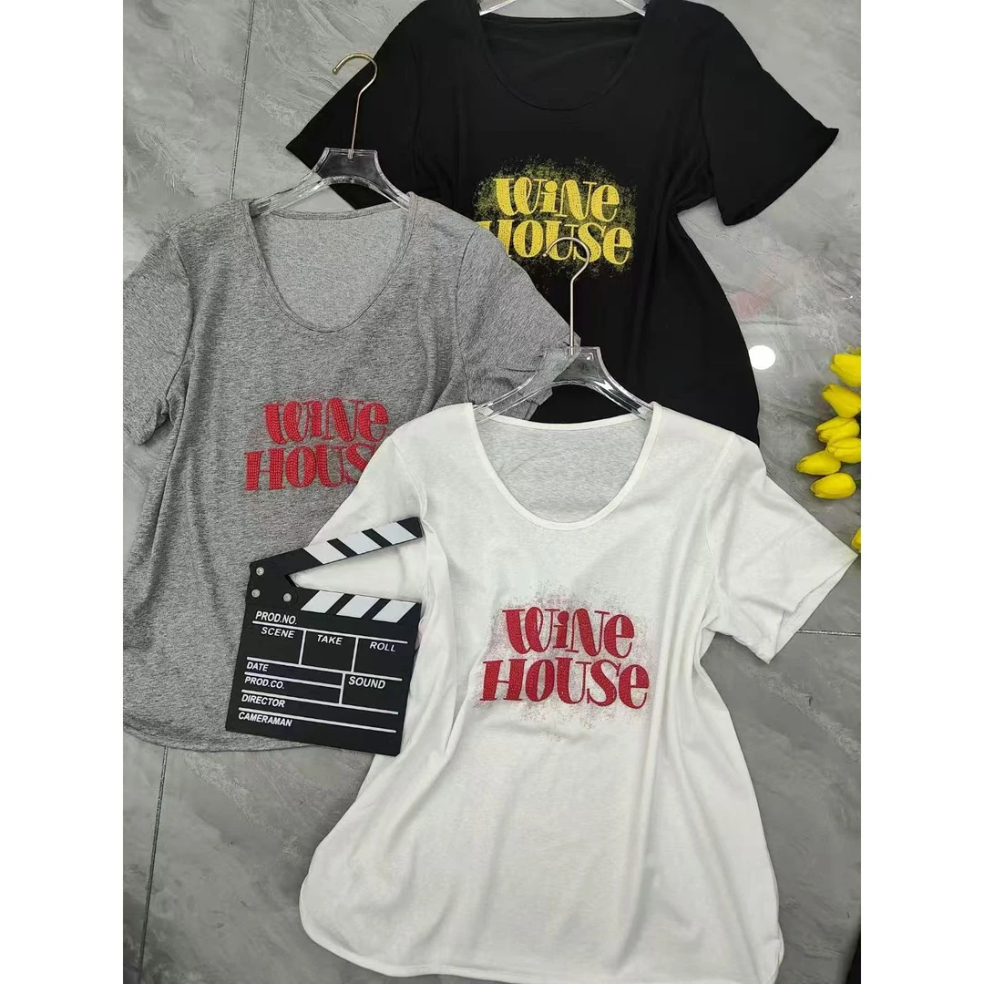 季公子2025夏季新款宽松大码圆领字母半袖85129