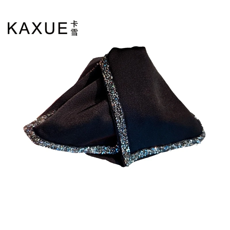 赫本风高级感缎面蝴蝶结抓夹韩系水钻后脑勺鲨鱼夹百搭发夹发卡女