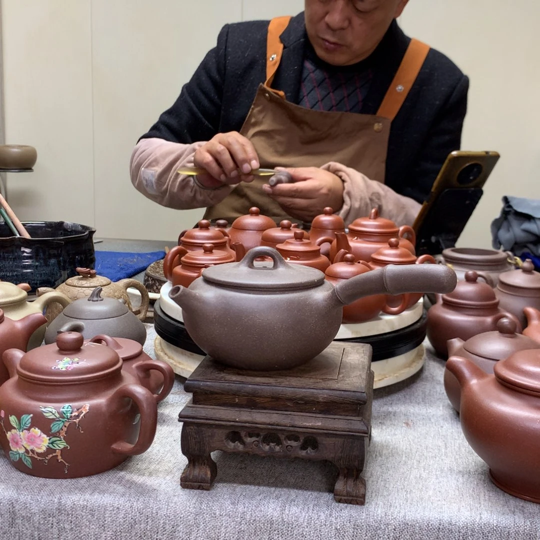 茶壶紫泥侧把壶半手工制作
