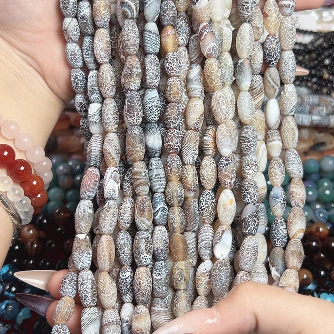 玛瑙/玉髓合金珠宝半成品a321 8*15m 药霜米珠精品一条