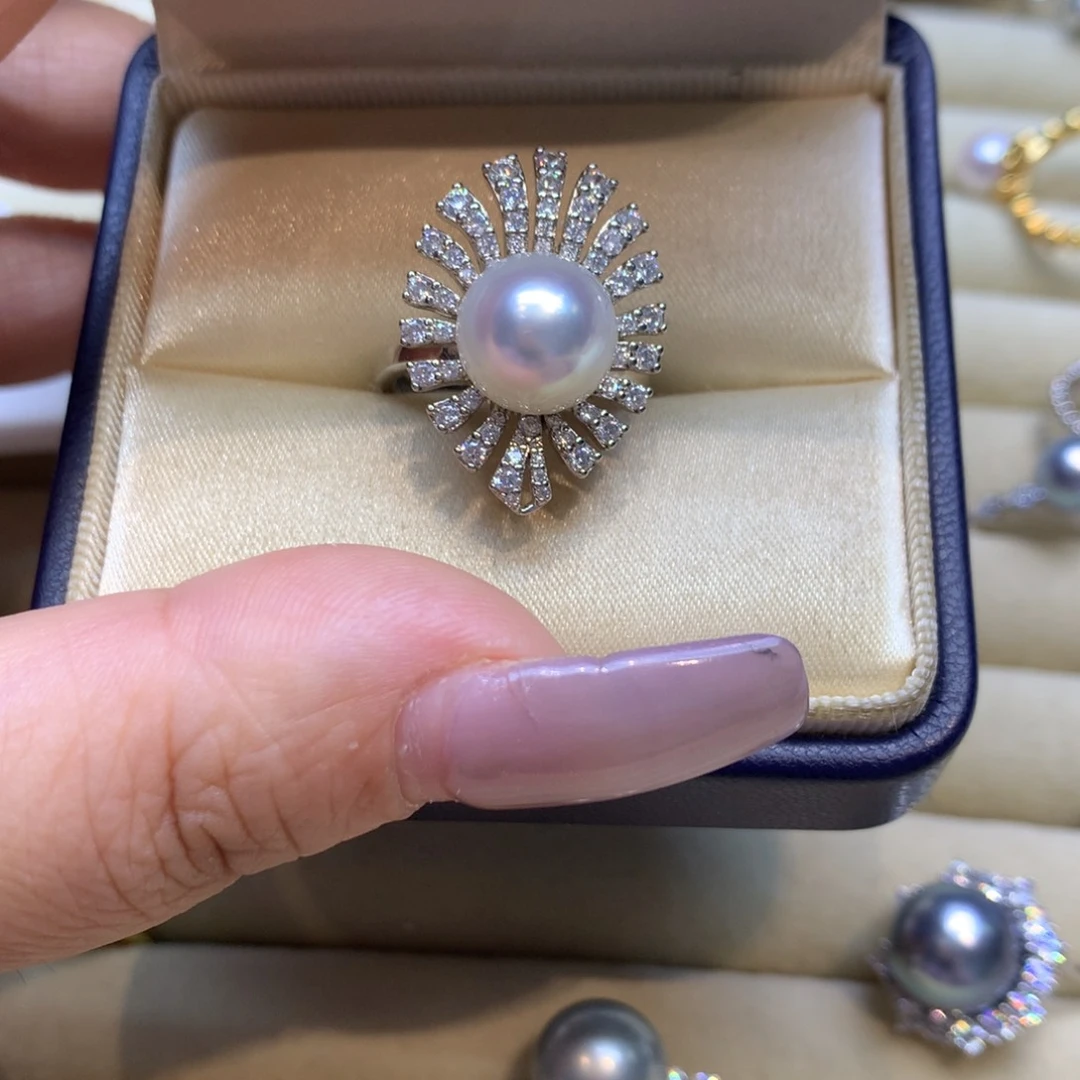 银S925镶嵌戒指海水珍珠