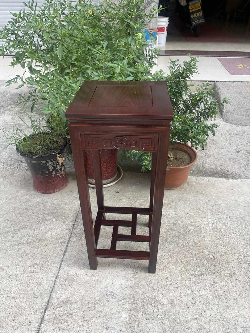 宏军红木黑酸枝福字红木花架盆景架室内置物架尺寸32*32*80