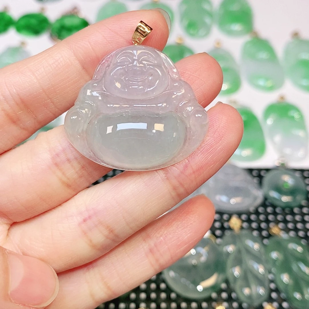 翡翠吊坠(不含链)18K金镶嵌