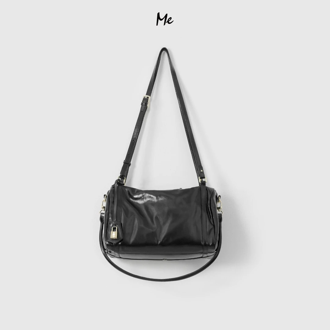 ME【黑金真皮漆面托特包】奢牌感重磅togo牛皮百搭真皮包包MESA0397