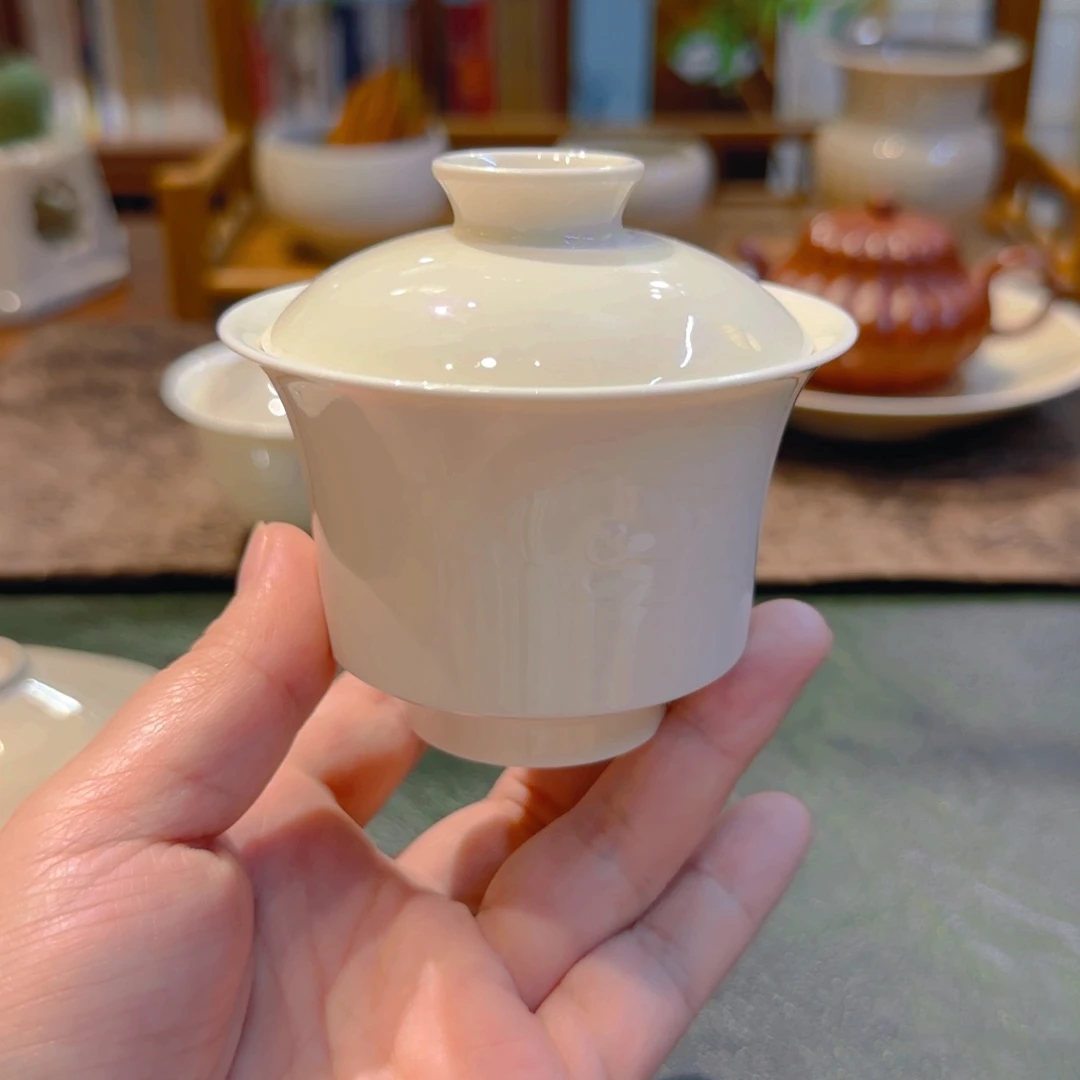 微澜定瓷 马蹄盖碗 祥云纹 120ml