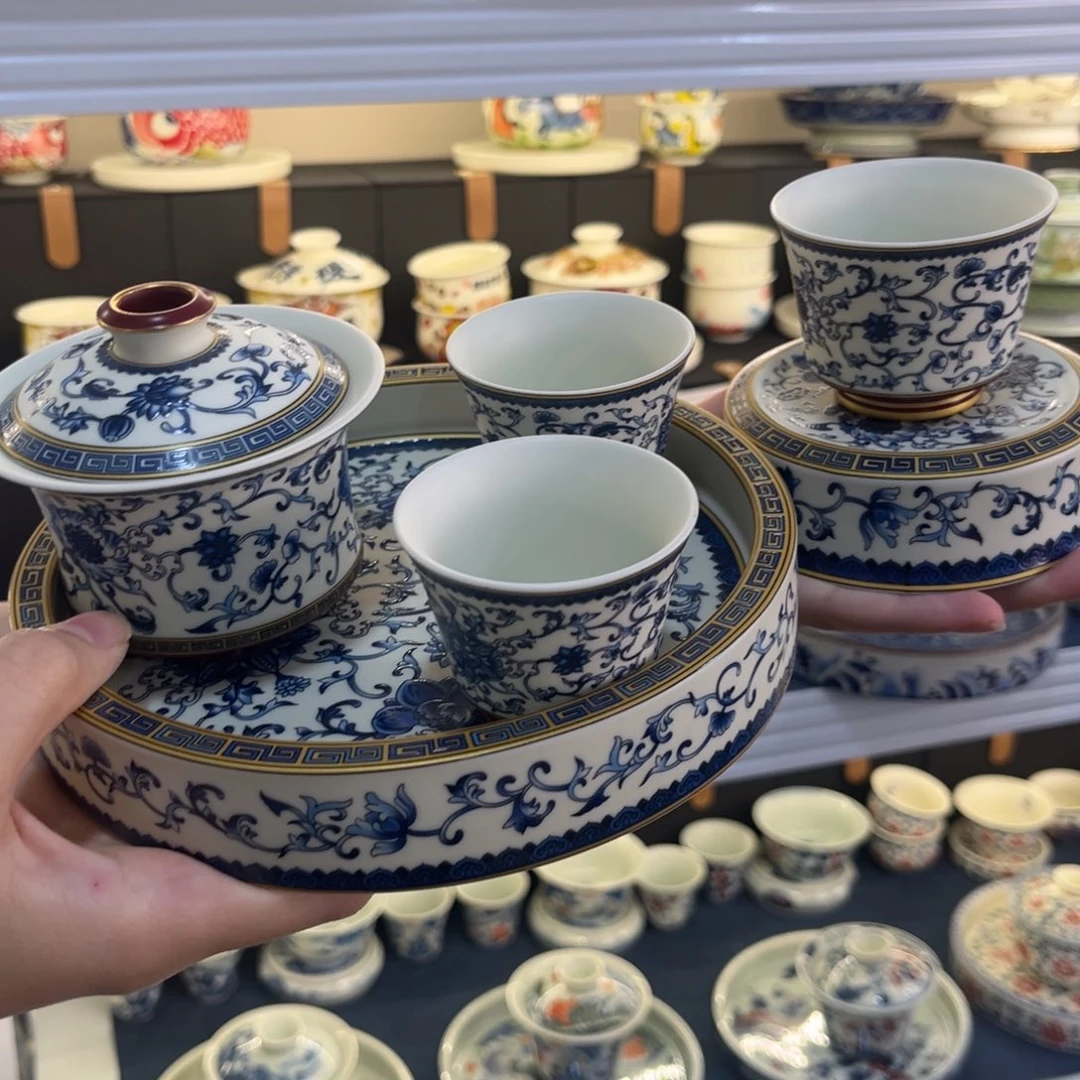 陶景德陶瓷盖碗茶具