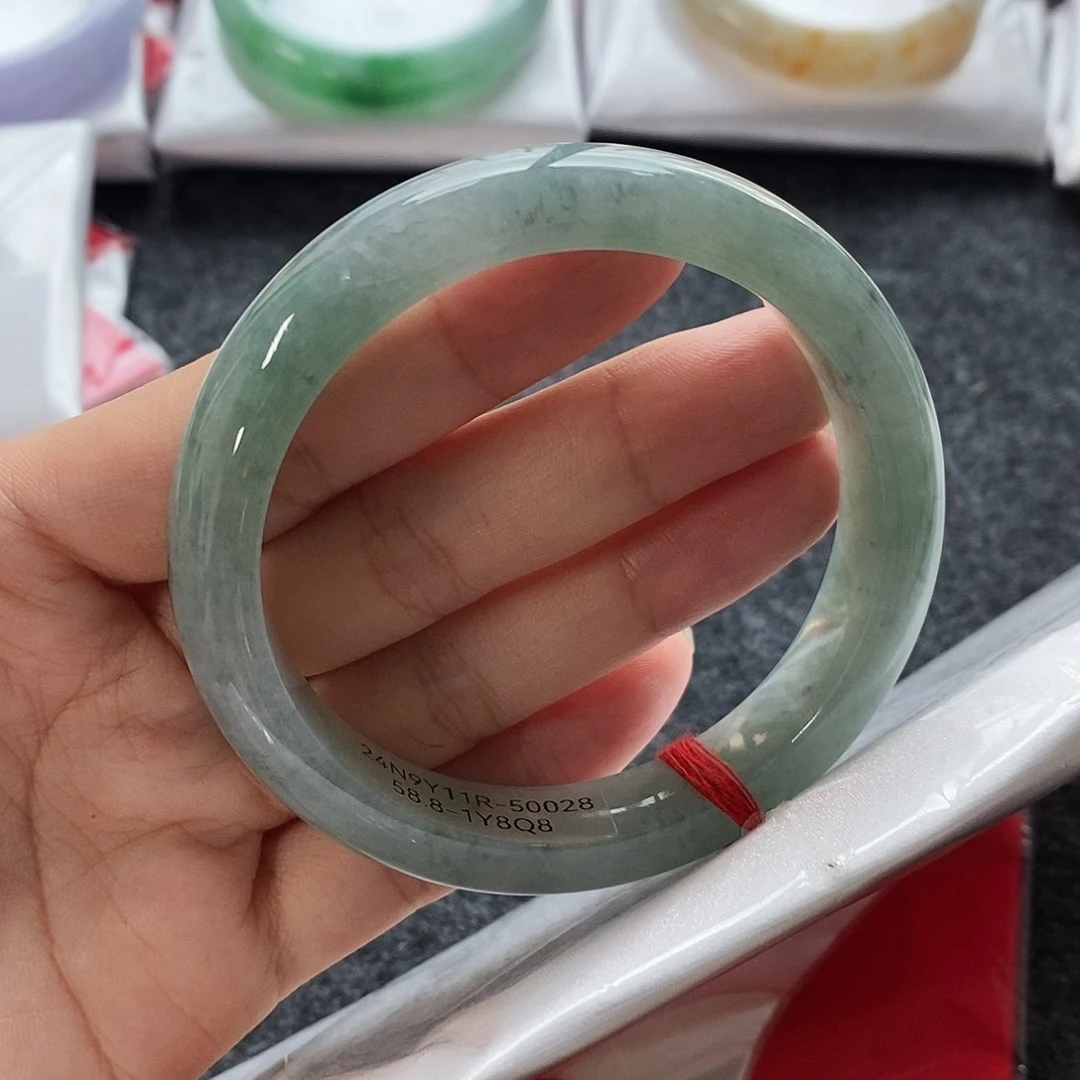 未镶嵌手镯翡翠58.8绿色飘花