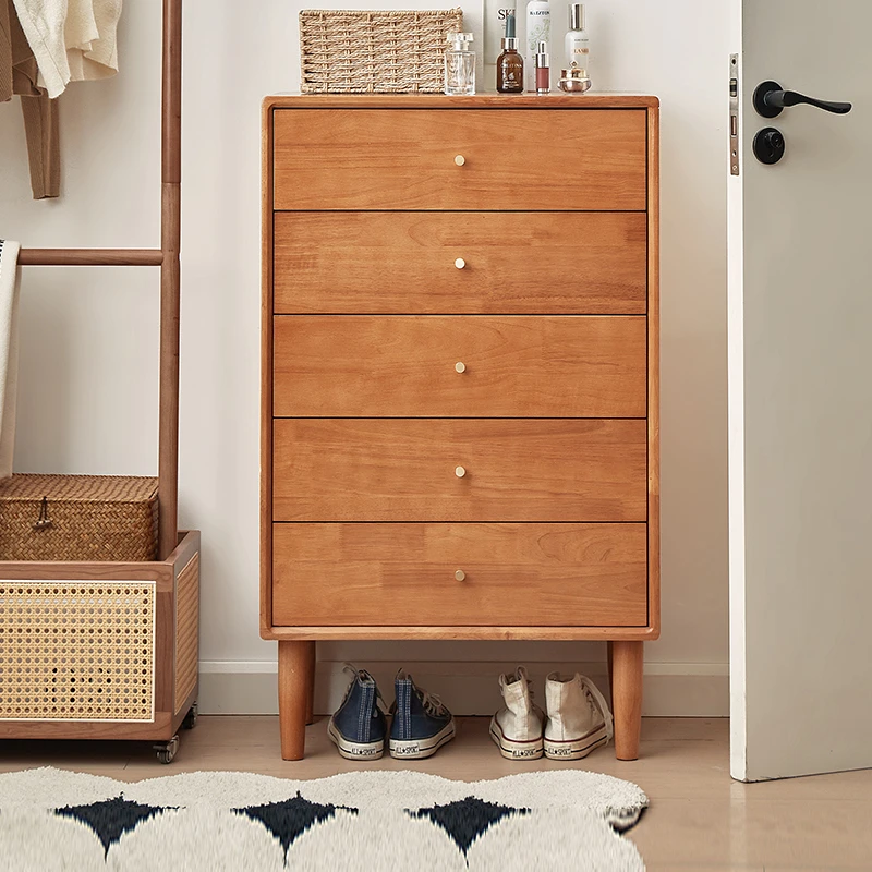 全实木斗柜樱桃木色储物柜客厅边柜卧室抽屉柜家用简约收纳柜
